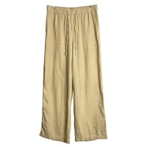 Gap Linen Blend Wide Leg High Rise Pants Womens S Tan Lagenlook Beach Preppy